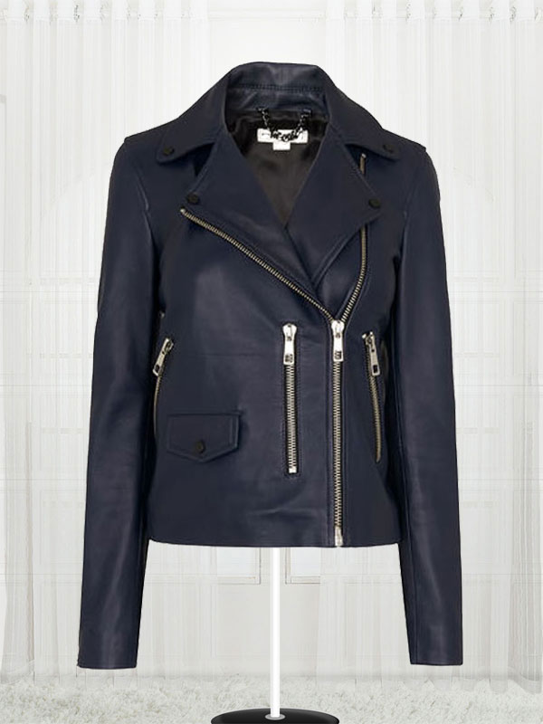 Navy Agnes Women Leather Jacket