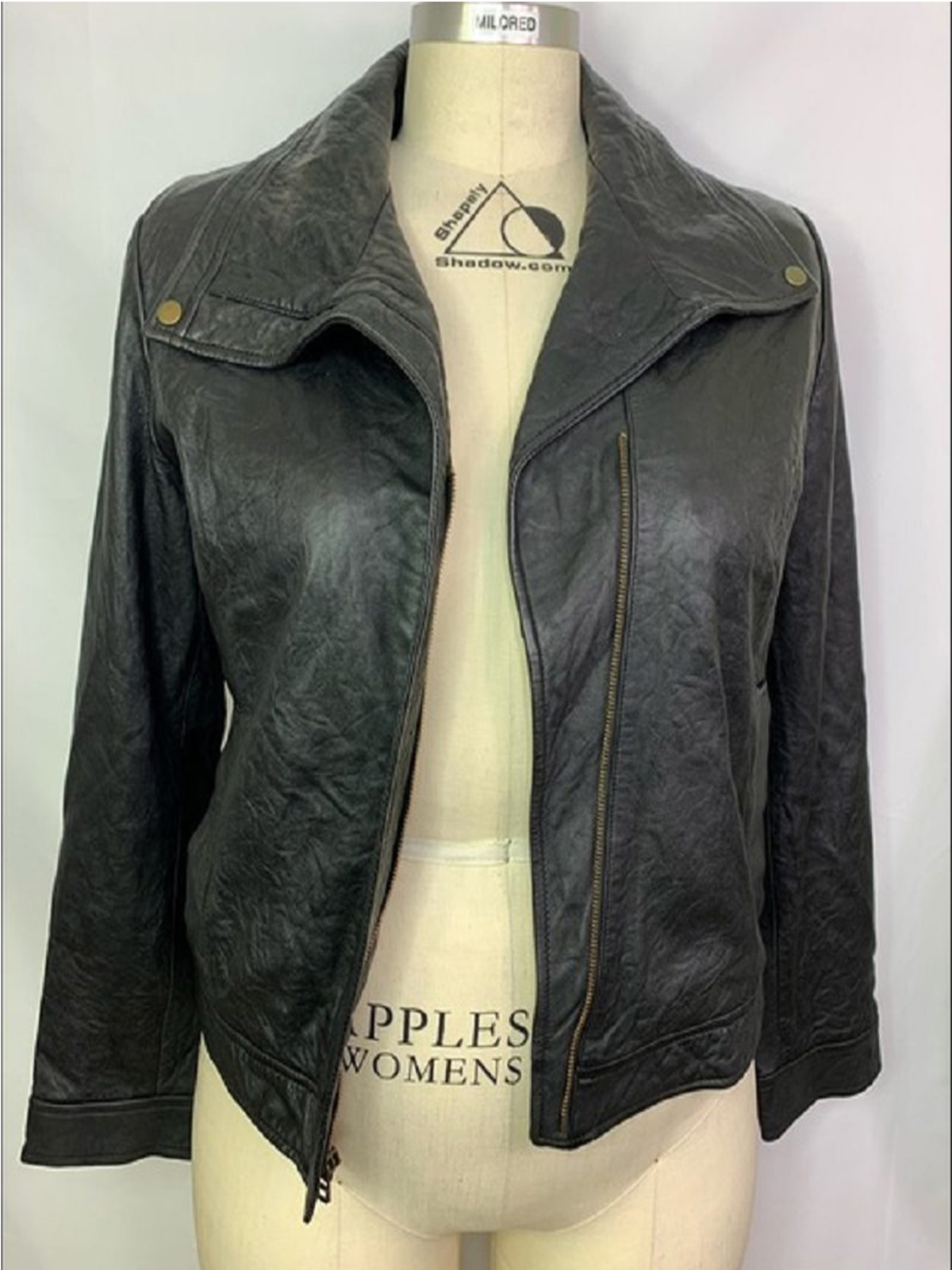 Old Navy Black 100% Leather Jacket