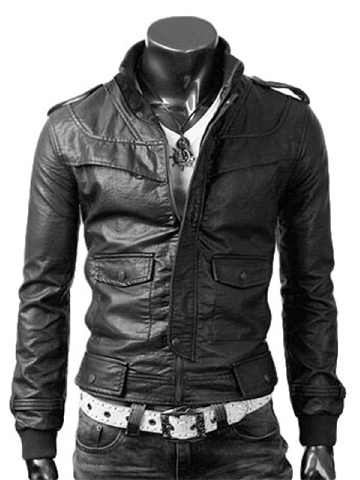 Slim Black Leather Jacket