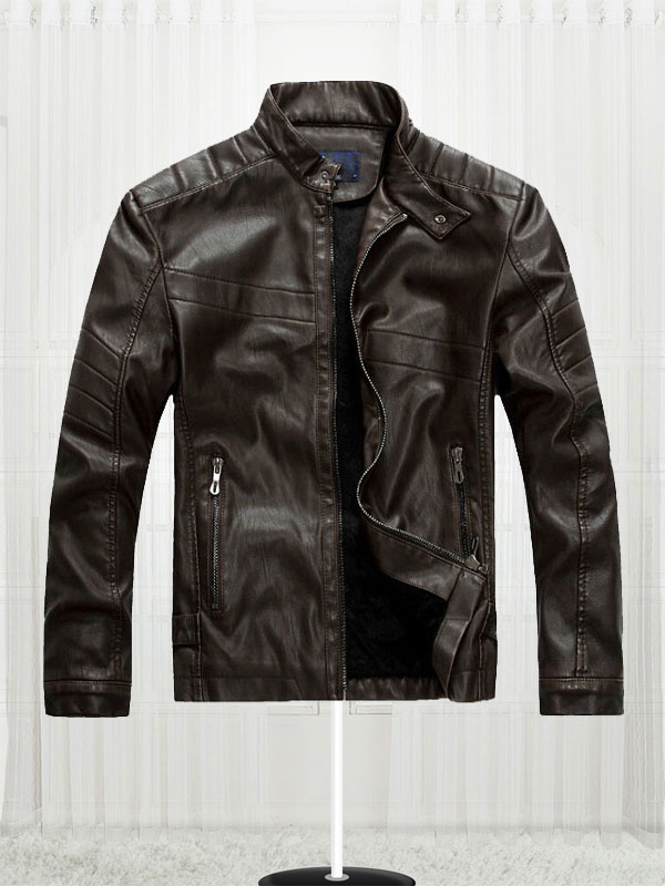Brown Slim fit Biker Motorcycle Jacket