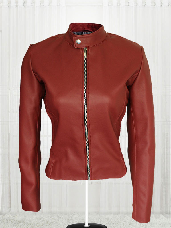 Women Maroon Color Leather Jacket