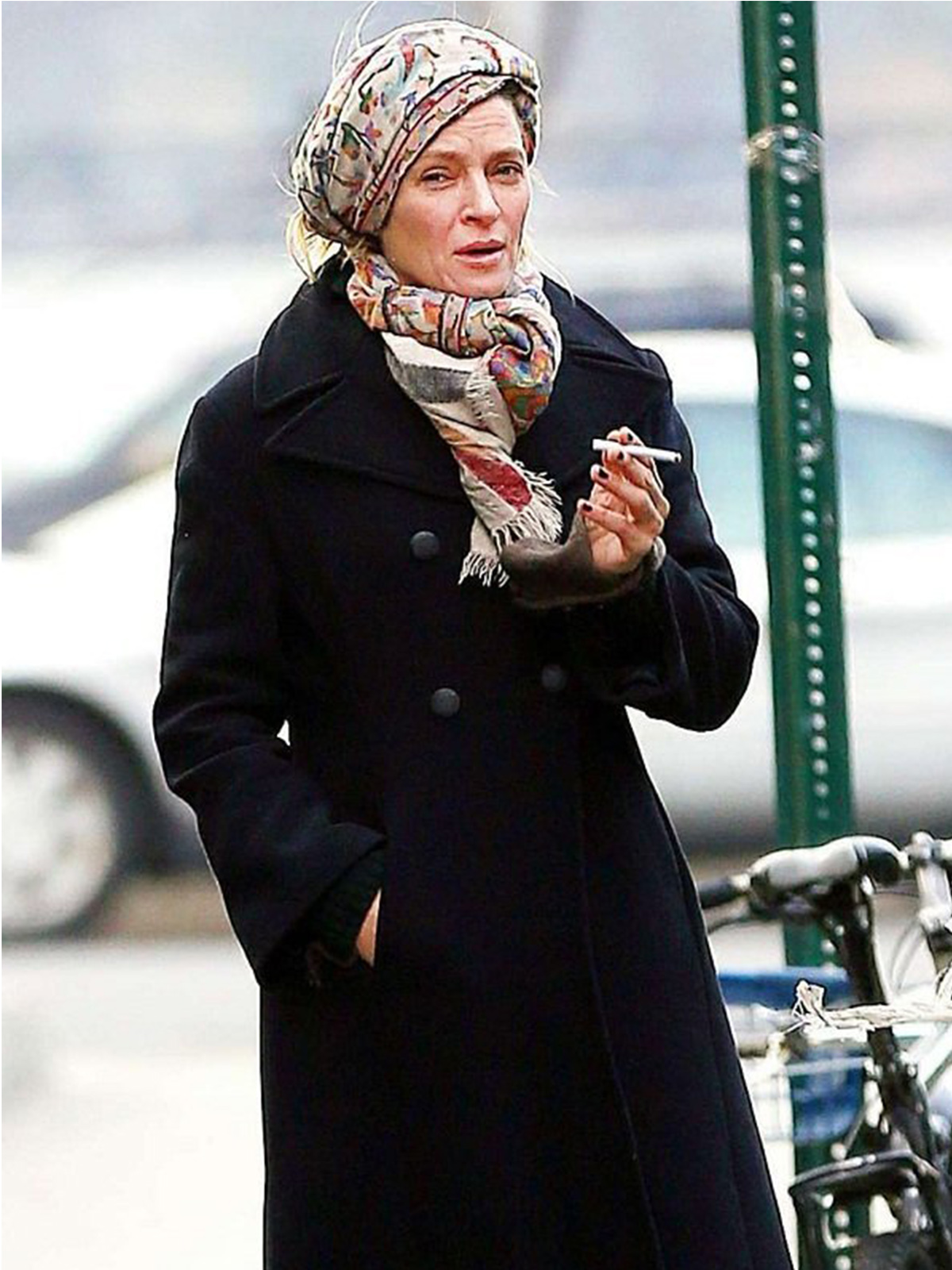 American Actress Uma Thurman Street Style Coat – Bay Perfect