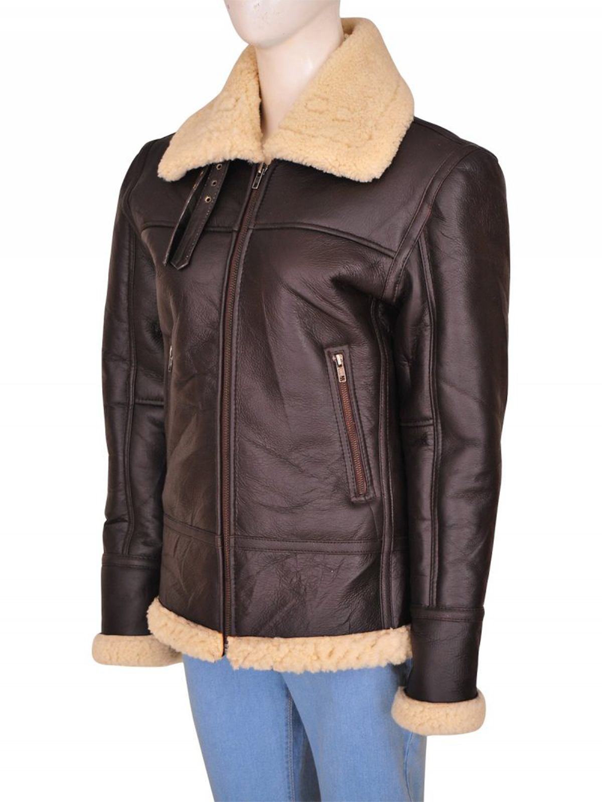 Women B3 Shearling Aviator Bomber Leather Jacket