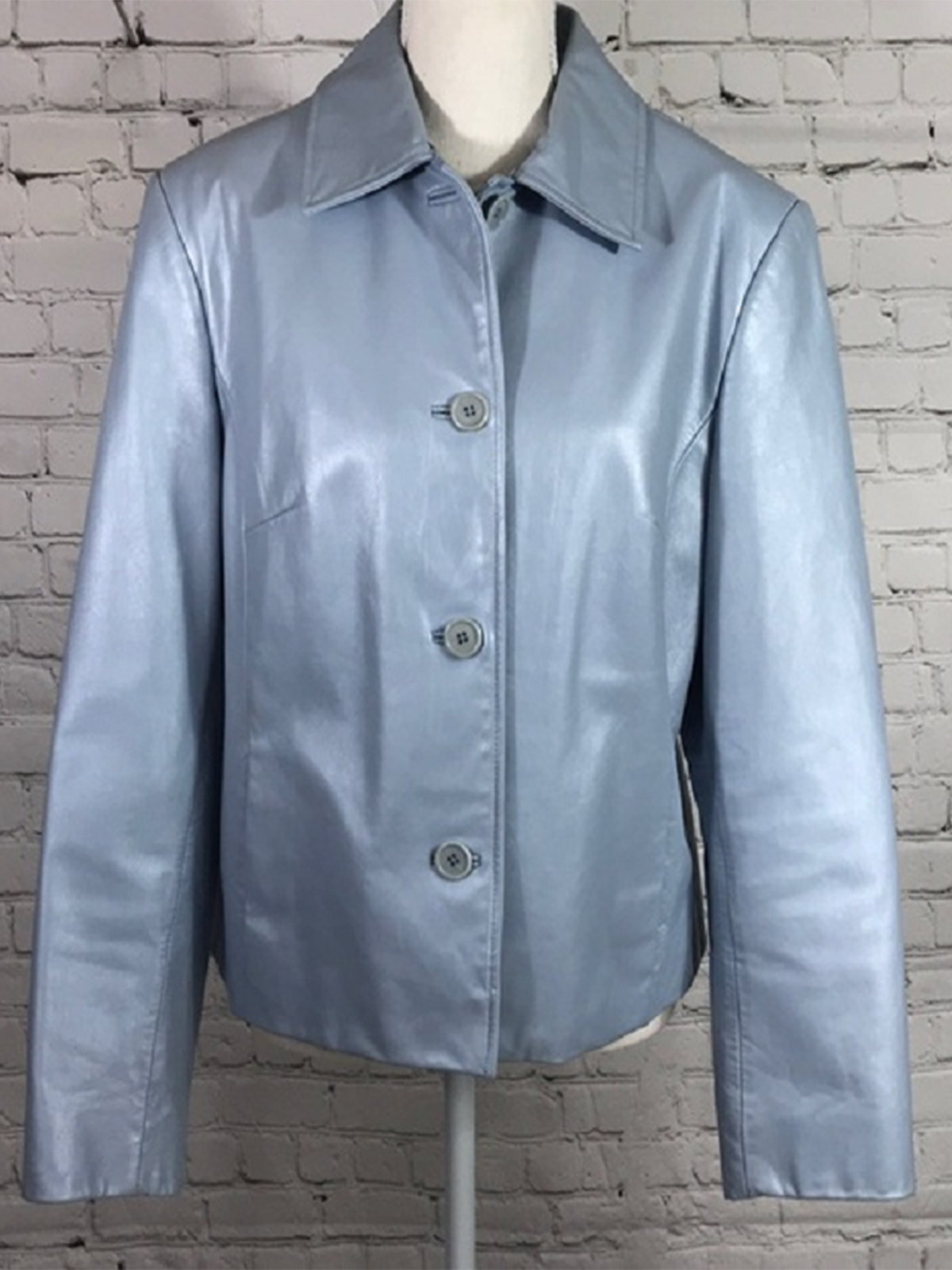 baby blue leather jacket womens