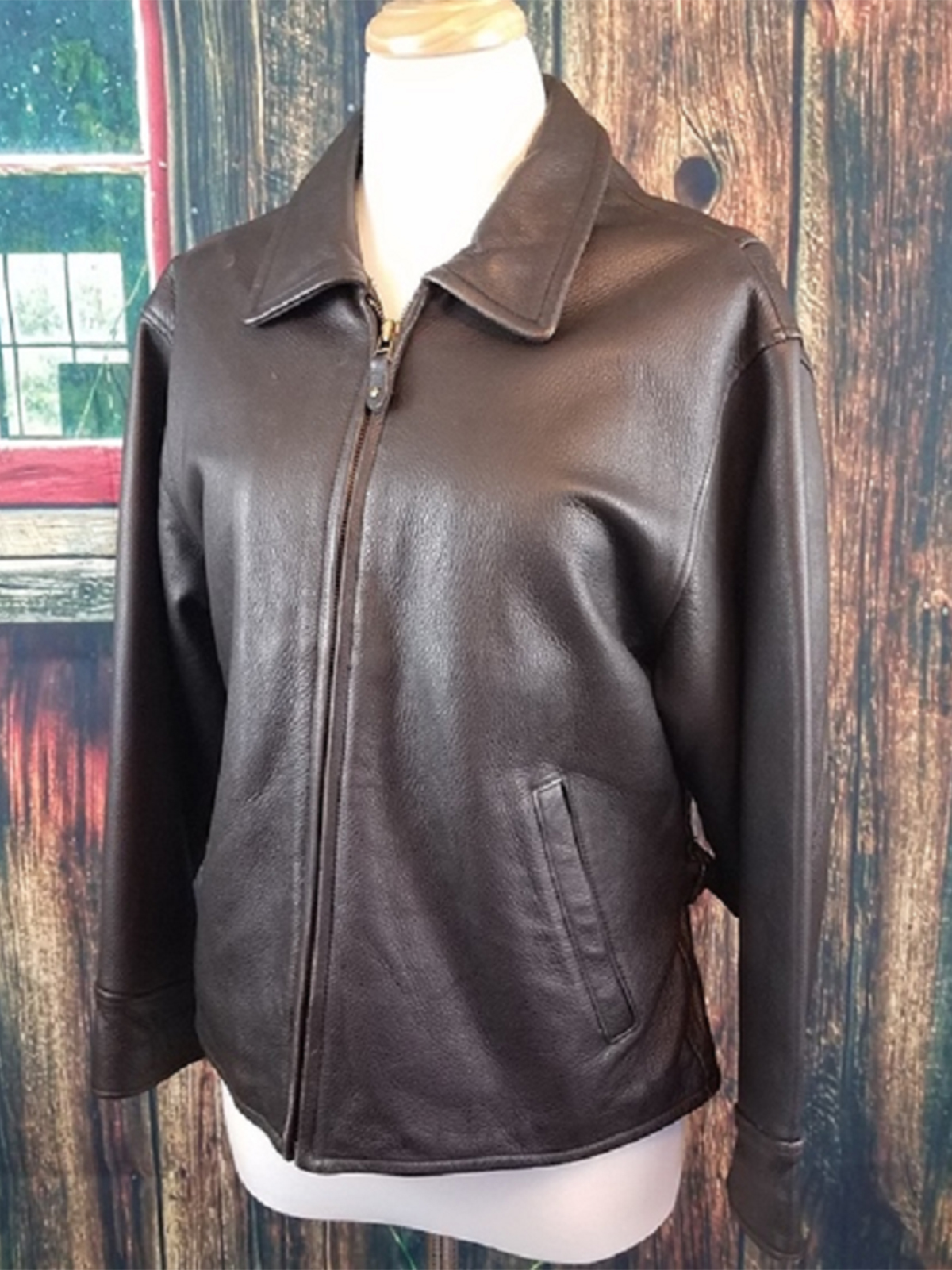 Women's Eddie Bauer Brown Motorcycle Leather Jacket
