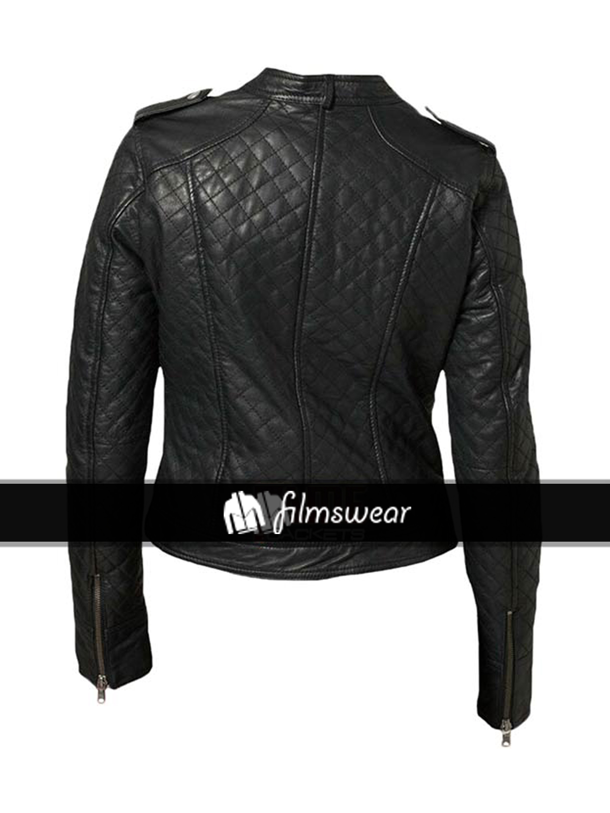 Women’s Classic Quilted Diamond Black Real Leather Jacket