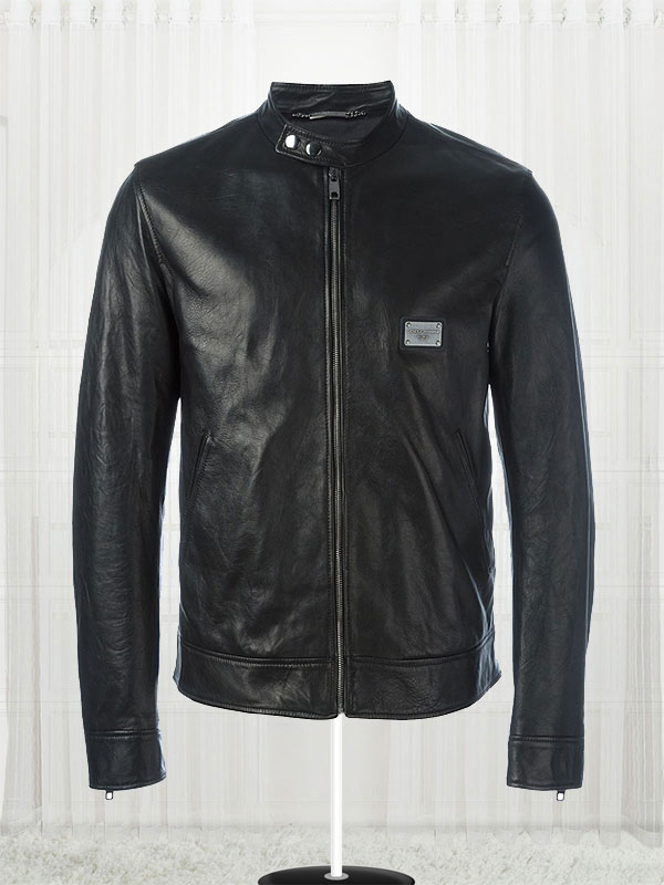 Men's Zipped Black Leather Jacket