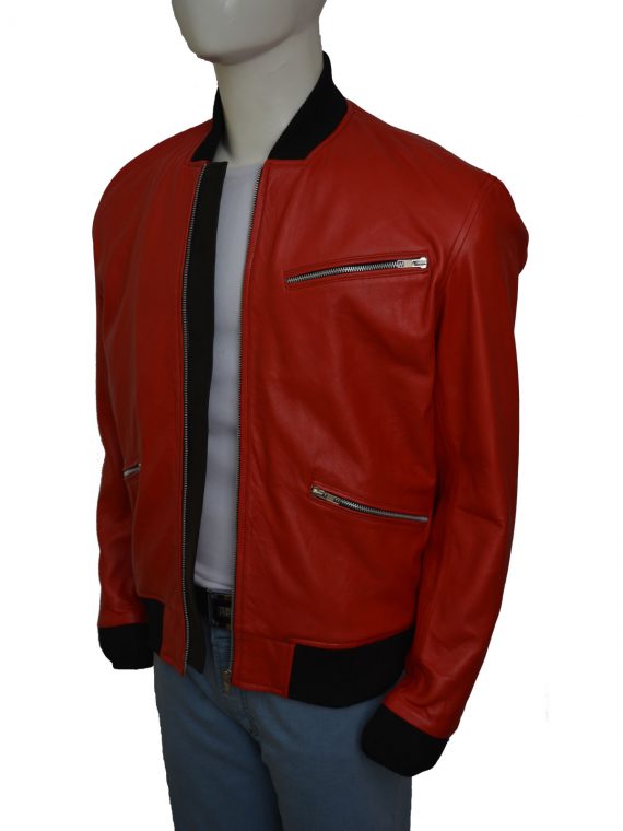 Men Bomber Leather Jacket