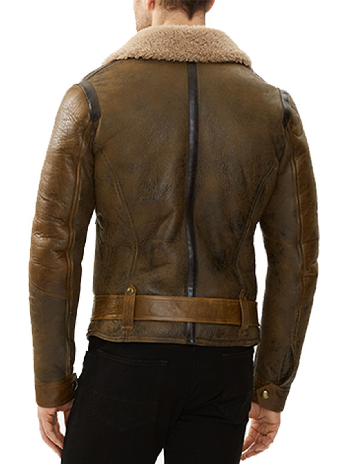 Men Real Shearling Sheepskin Flying Leather JacketMen Real Shearling Sheepskin Flying Leather Jacket