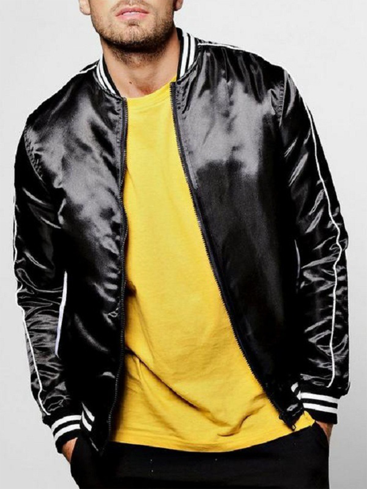 Men Varsity Style Bomber Jacket