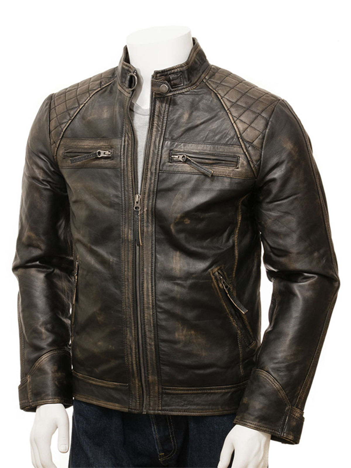Men Vintage Motorcycle Leather Jacket – Bay Perfect