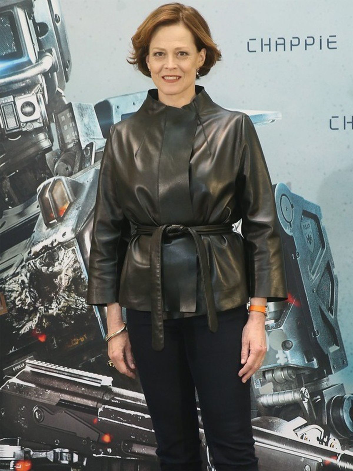 Sigourney Weaver Chappie Michelle Bradley Leather Jacket