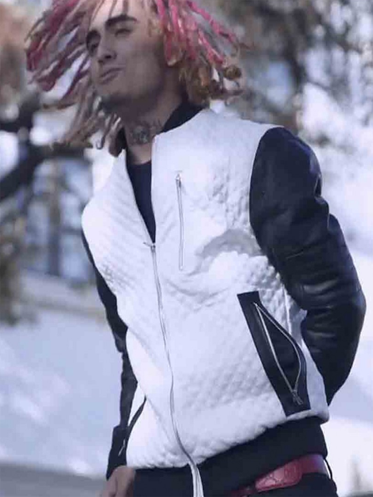 Lil Pump Like Ouu Wool with leather Sleeves Jacket Lil Pump Like Ouu Wool with leather Sleeves Jacket