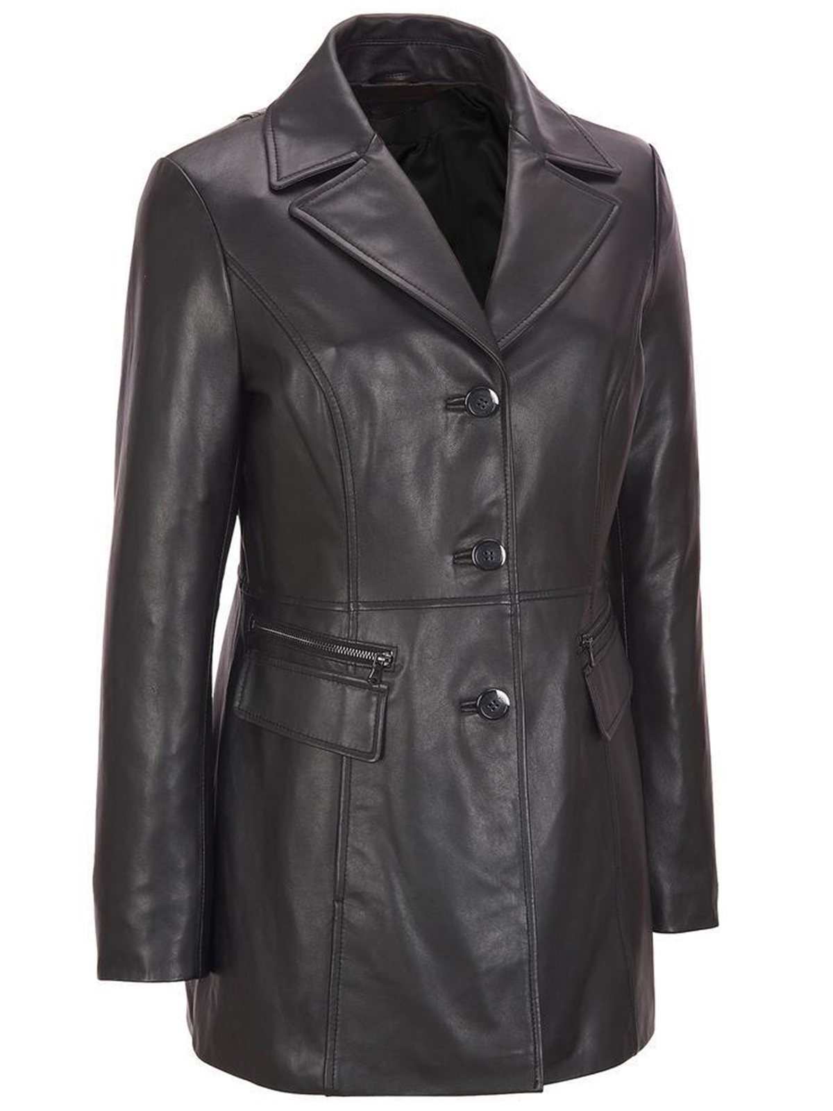 womens petite leather coat